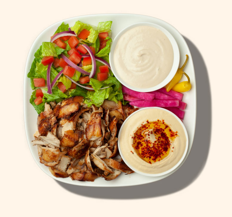 Zankou Chicken tarna plate with hummus and tahini