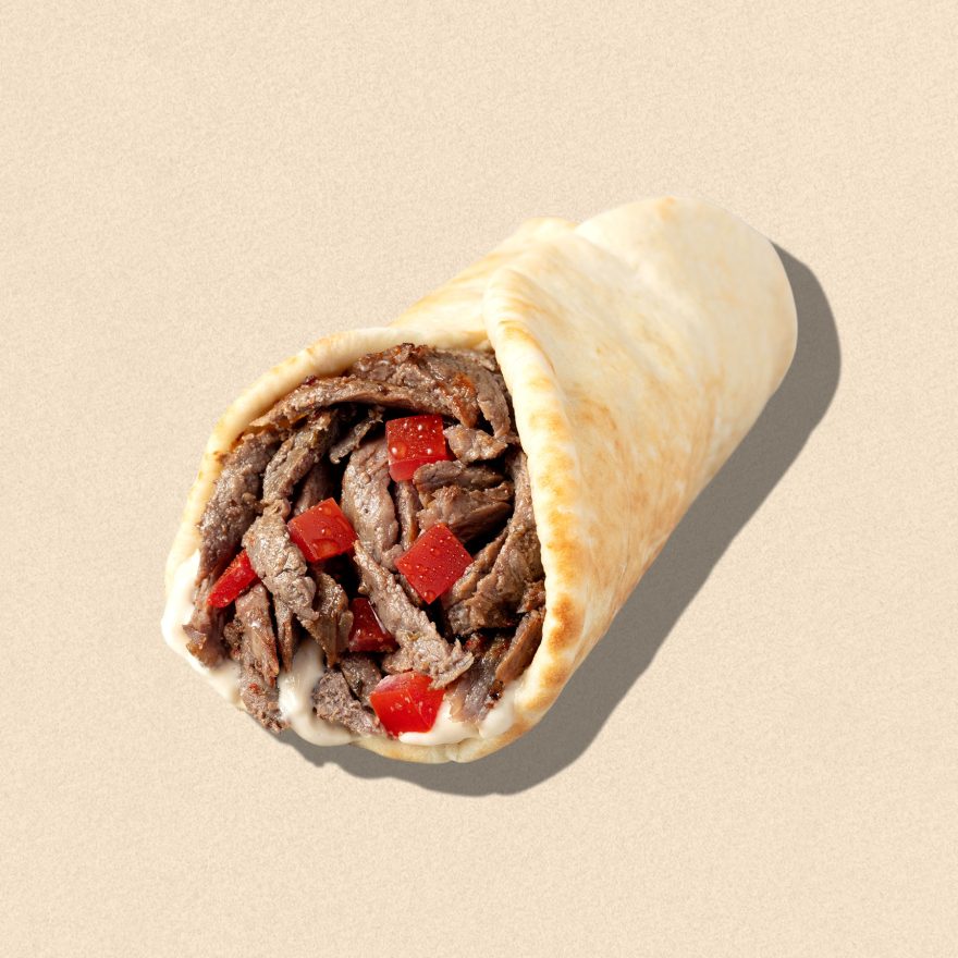 Zankou Chicken tri tip shawarma wrap with Zankou tahini sauce