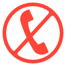icon-Red icon of phone with a cancelled mark 