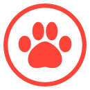 icon-Red icon of a paw print