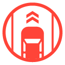 icon-Red icon of a car going forward